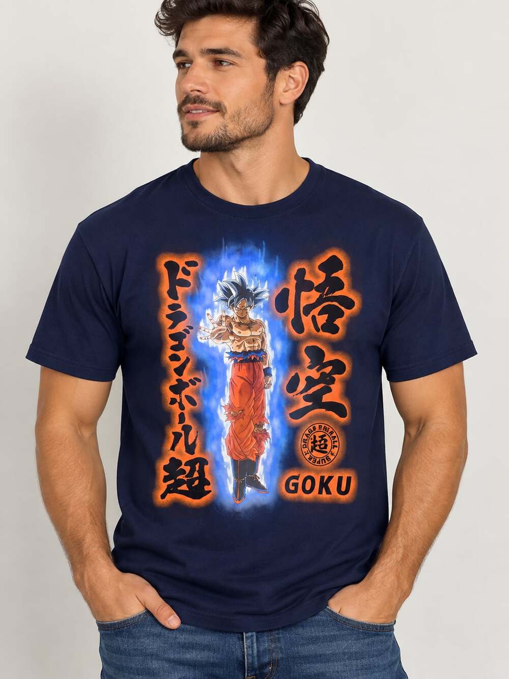 Dragon Ball Super Goku Ultra Instinct T-Shirt Size L Navy Blue Graphic